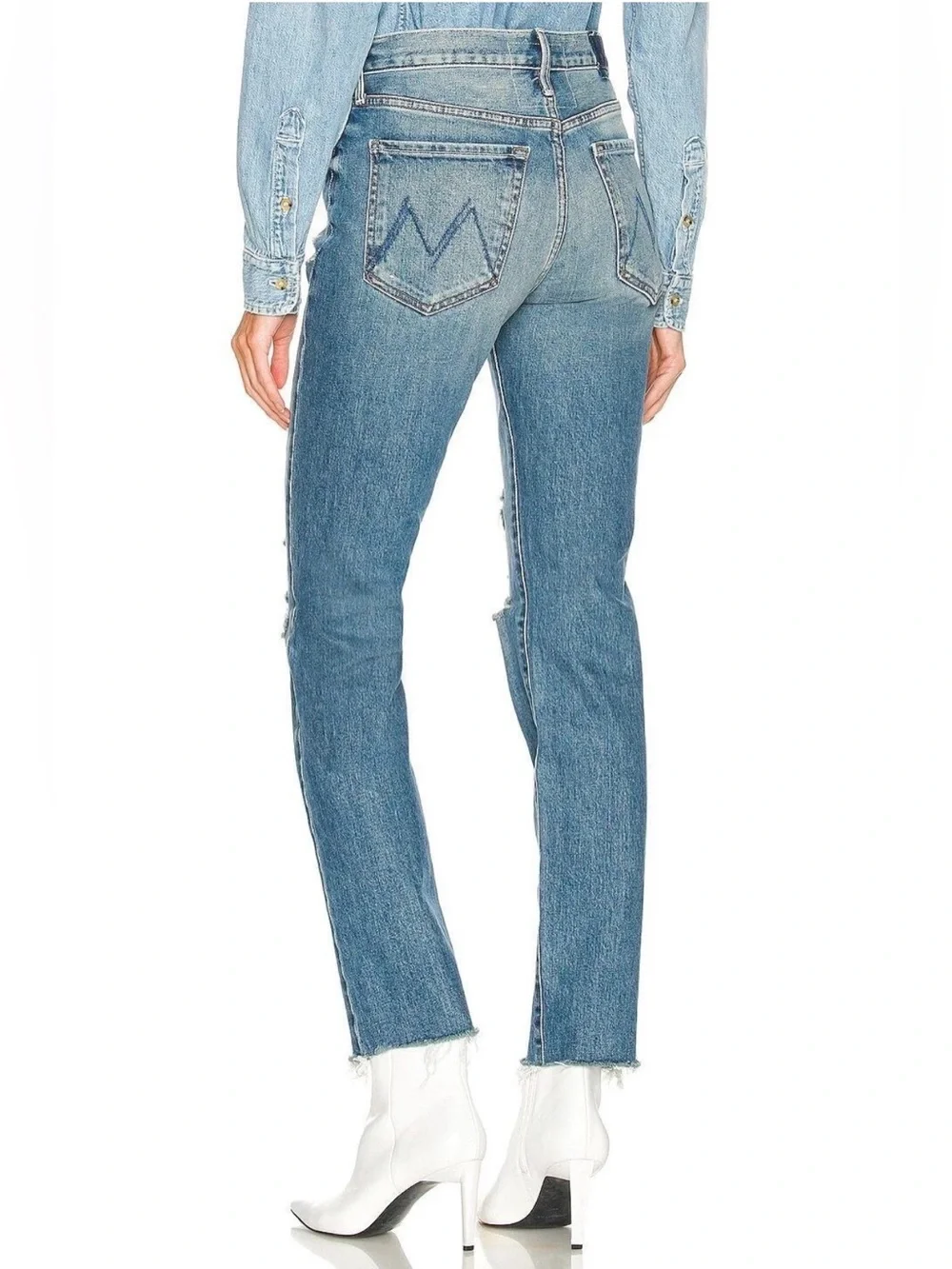 Mother jeans Trickster skimp fray thrill seeker wash raw hem grunge edgy chic 24 - Picture 3 of 15